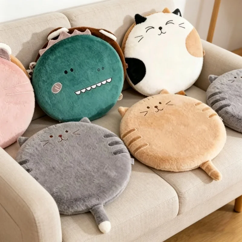 Hip Thrust Pad - Cute Cat Round Tatami Cushion Solid