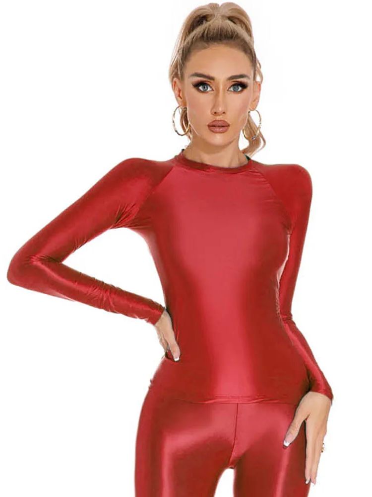 Glossy Shiny Elasitc Long Slee - Yoga Fitness Fit Club recension och pris