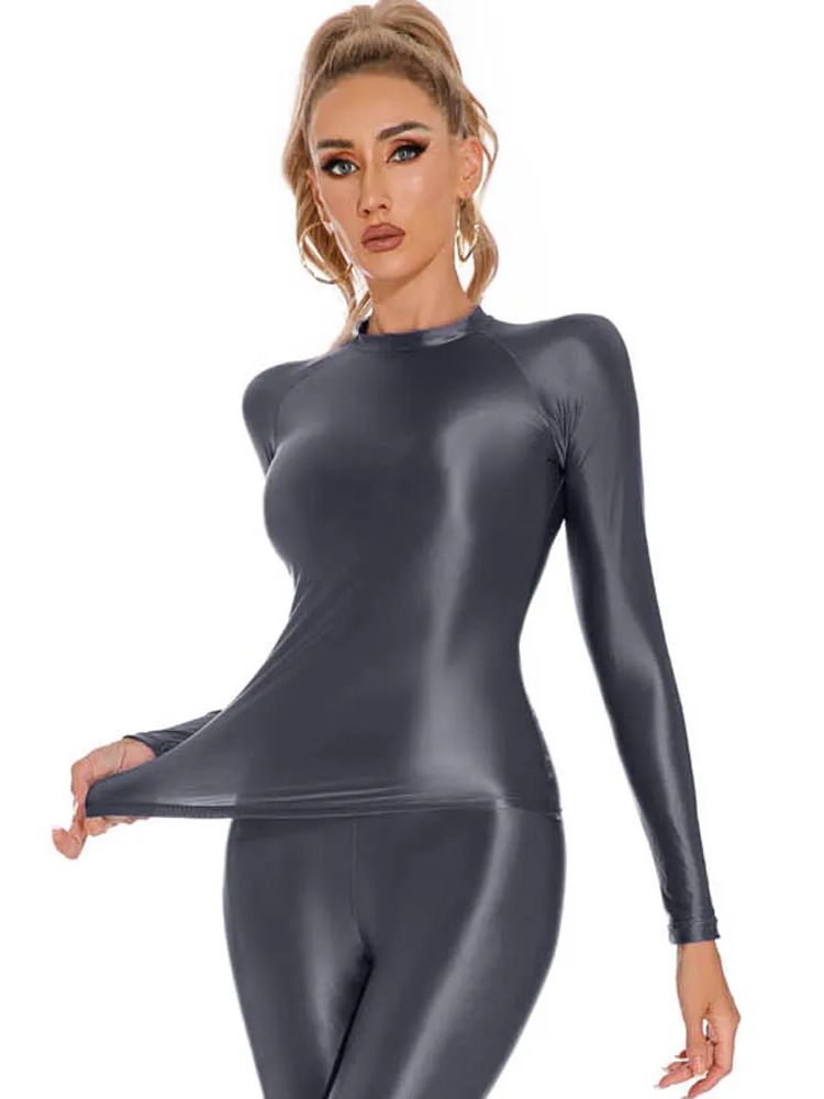 Glossy Shiny Elasitc Long Slee - Yoga Fitness Fit Club recension och pris