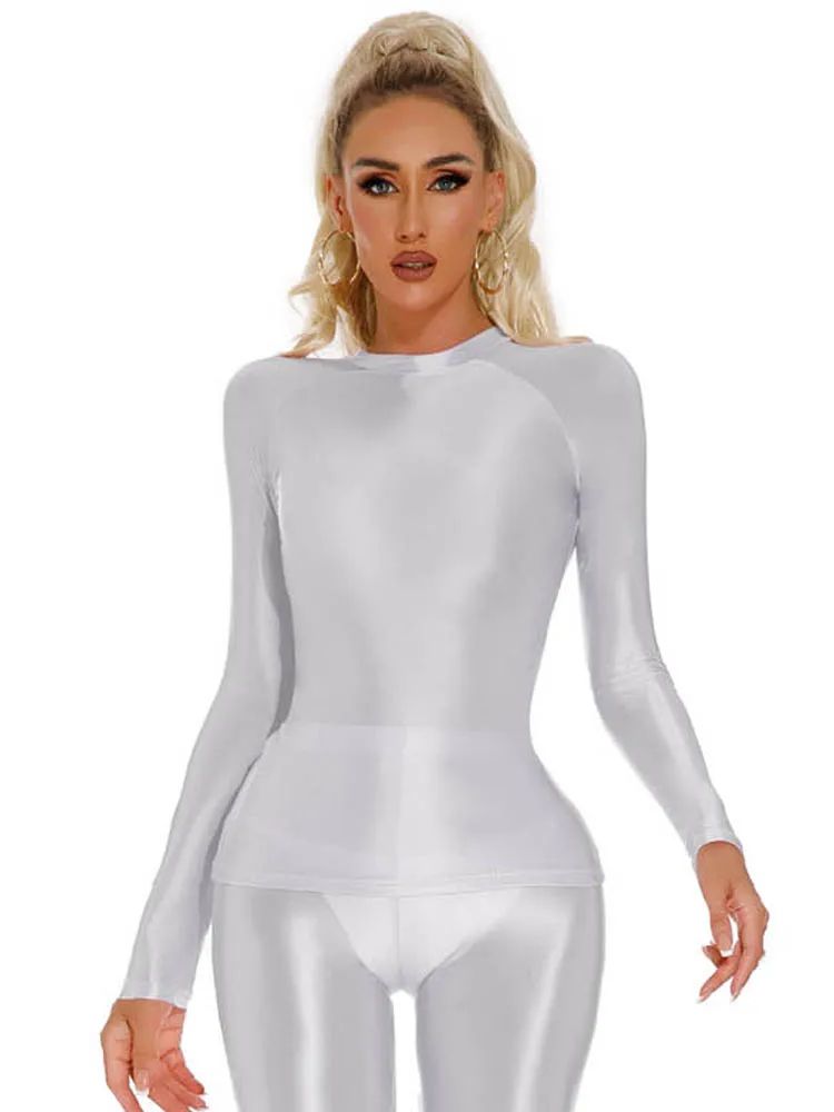 Glossy Shiny Elasitc Long Slee - Yoga Fitness Fit Club recension och pris